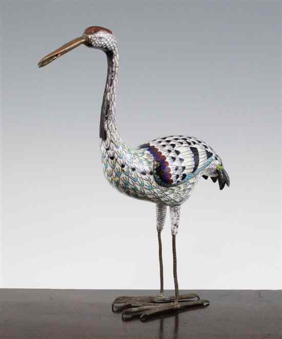 Appraisal: A Chinese cloisonne enamel model of a crane th century