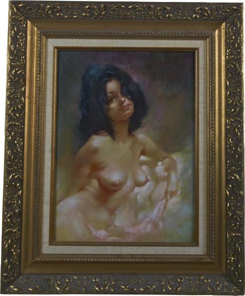 Appraisal: Nude Woman Original Painting By Julian In Frame Original oil