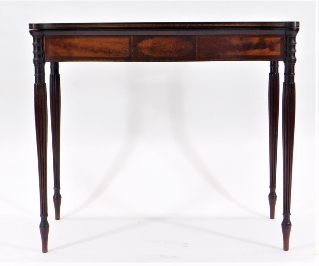 Appraisal: C NORTH SHORE FEDERAL MAHOGANY CARD TABLE Massachusetts th CenturySerpentine