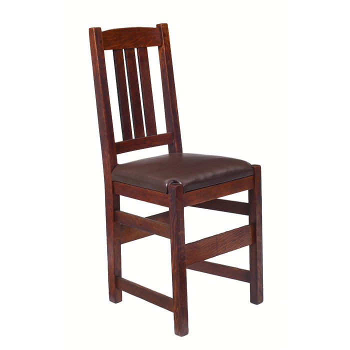 Appraisal: L and JG Stickley desk chair three vertical slats below