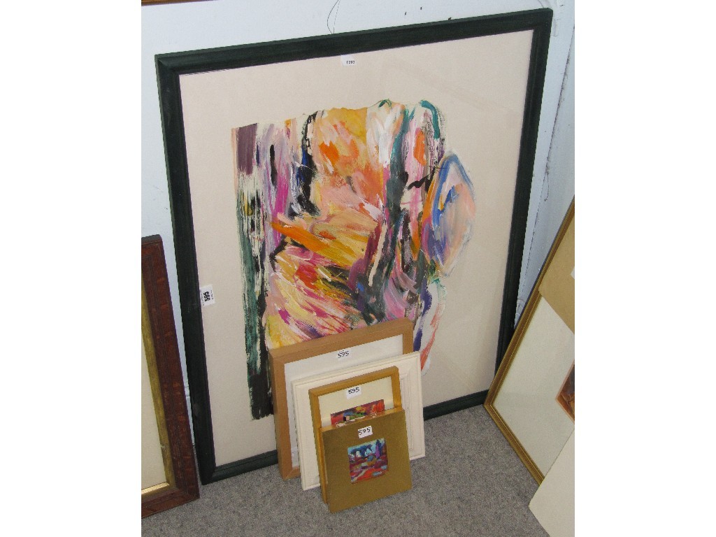 Appraisal: ANNETTE EDGAR Lot comprising four gouaches and an oil all