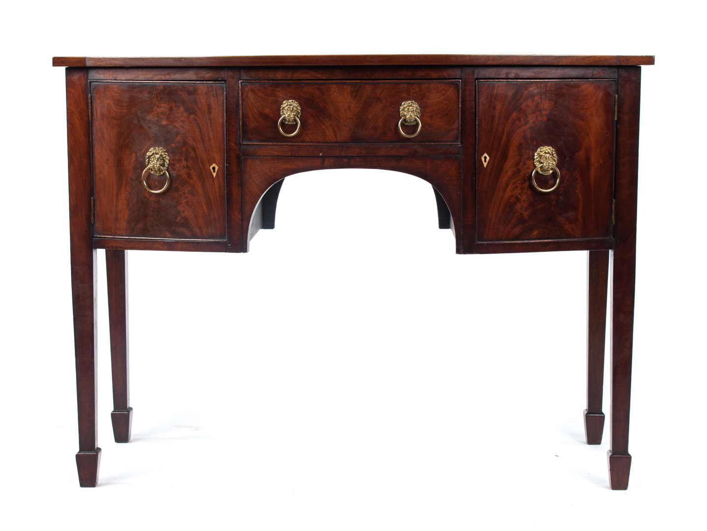 Appraisal: Regency style mahogany sideboard th century bowed front short drawer