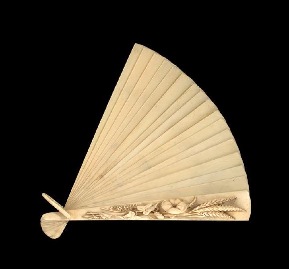 Appraisal: Unusual Continental Ivory Lady's Fan th century composed of sixteen