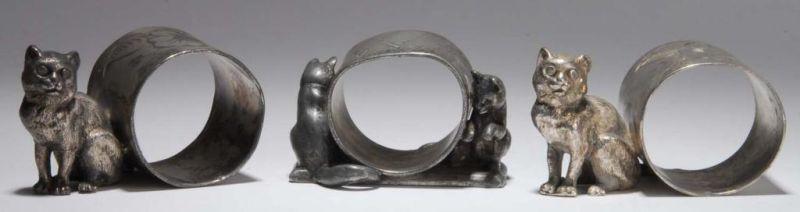 Appraisal: Lot of Cat Figural Napkin Rings Description First is a