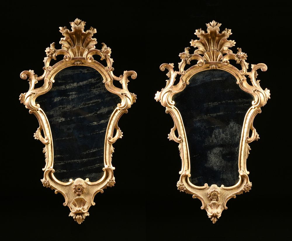 Appraisal: A PAIR OF SMALL ITALIAN ROCOCO REVIVAL PARCEL GILT CARVED