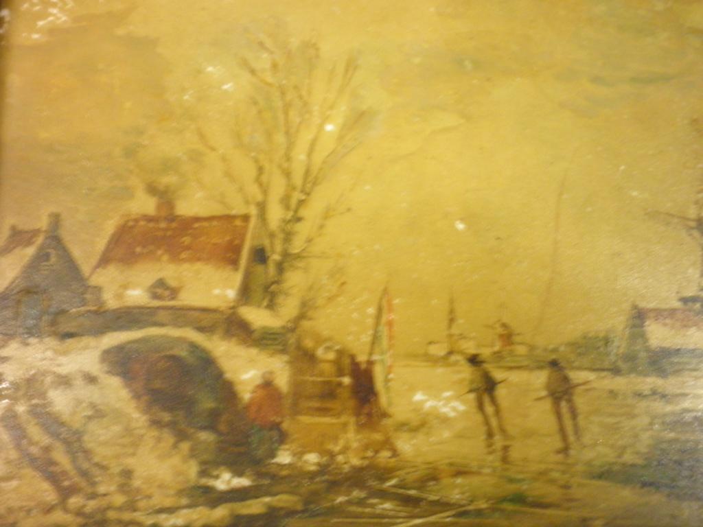 Appraisal: thC Dutch SchoolWindmill frozen riveroil on ceramic tileindistinctly signed cm