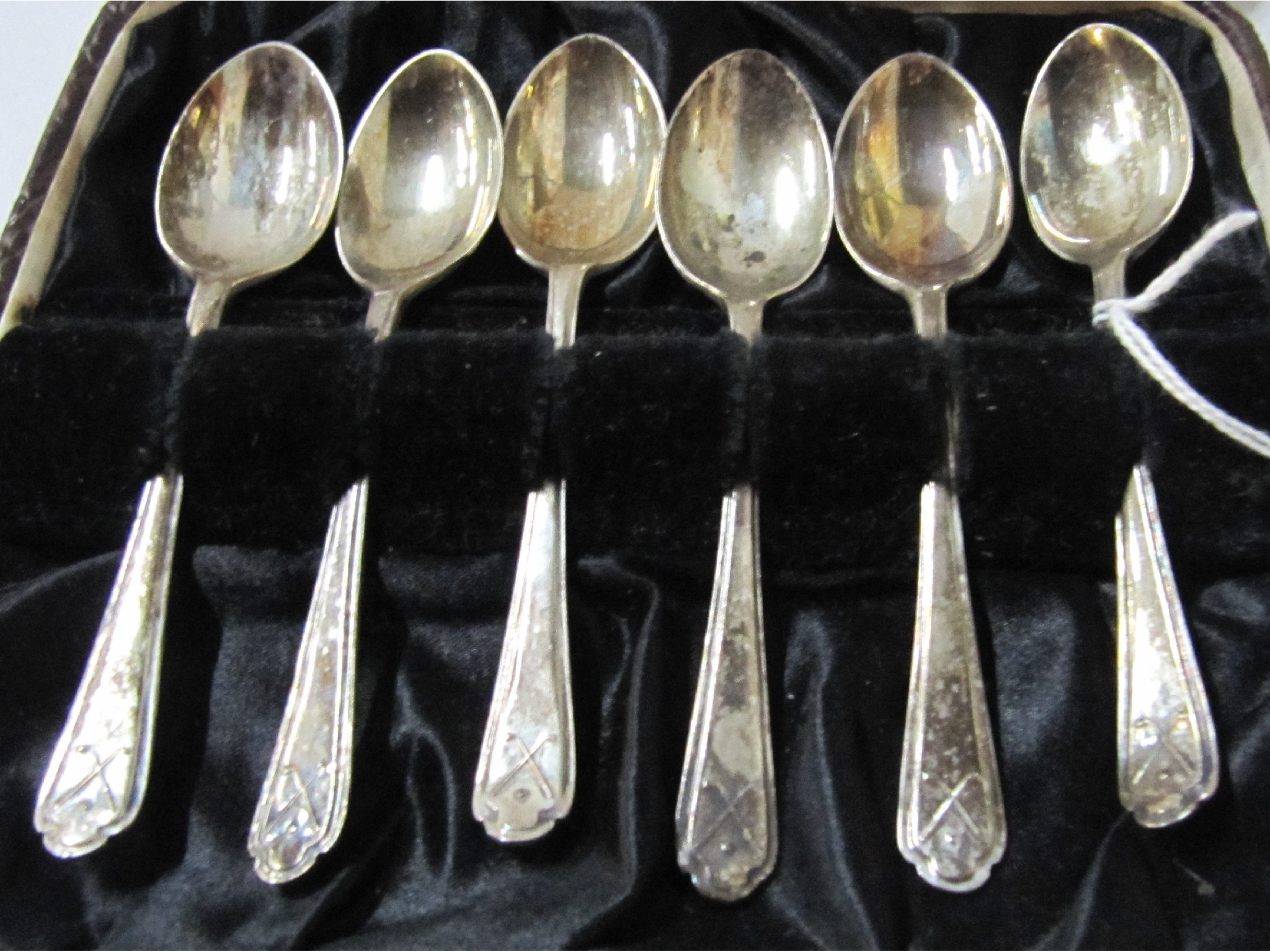 Appraisal: A cased set of six silver spoons Sheffield