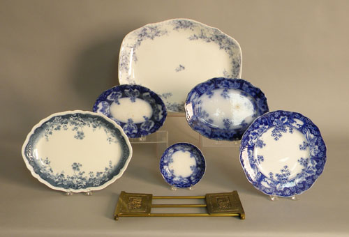 Appraisal: Four flow blue serving pieces two ironstone platters and Bradley