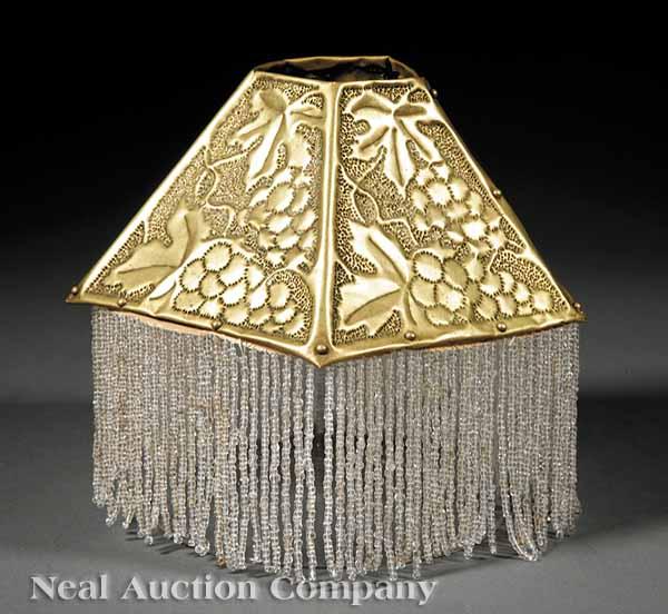 Appraisal: An Arts and Crafts Punched Brass Lampshade mid- th c