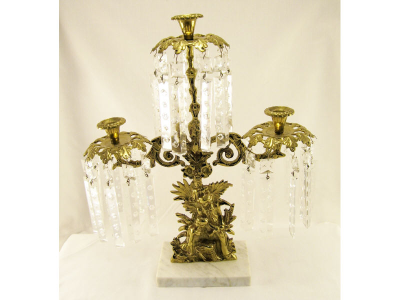 Appraisal: Girandole Triple Candleholder Brass figural design of a couple woman