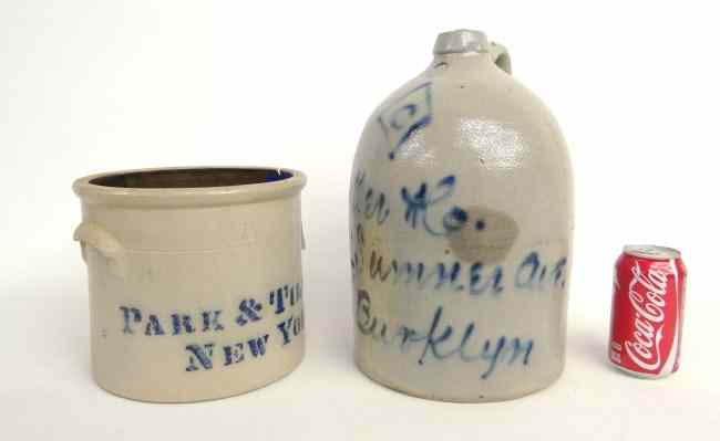 Appraisal: Lot two pcs th c stoneware including ''Park Tilford New