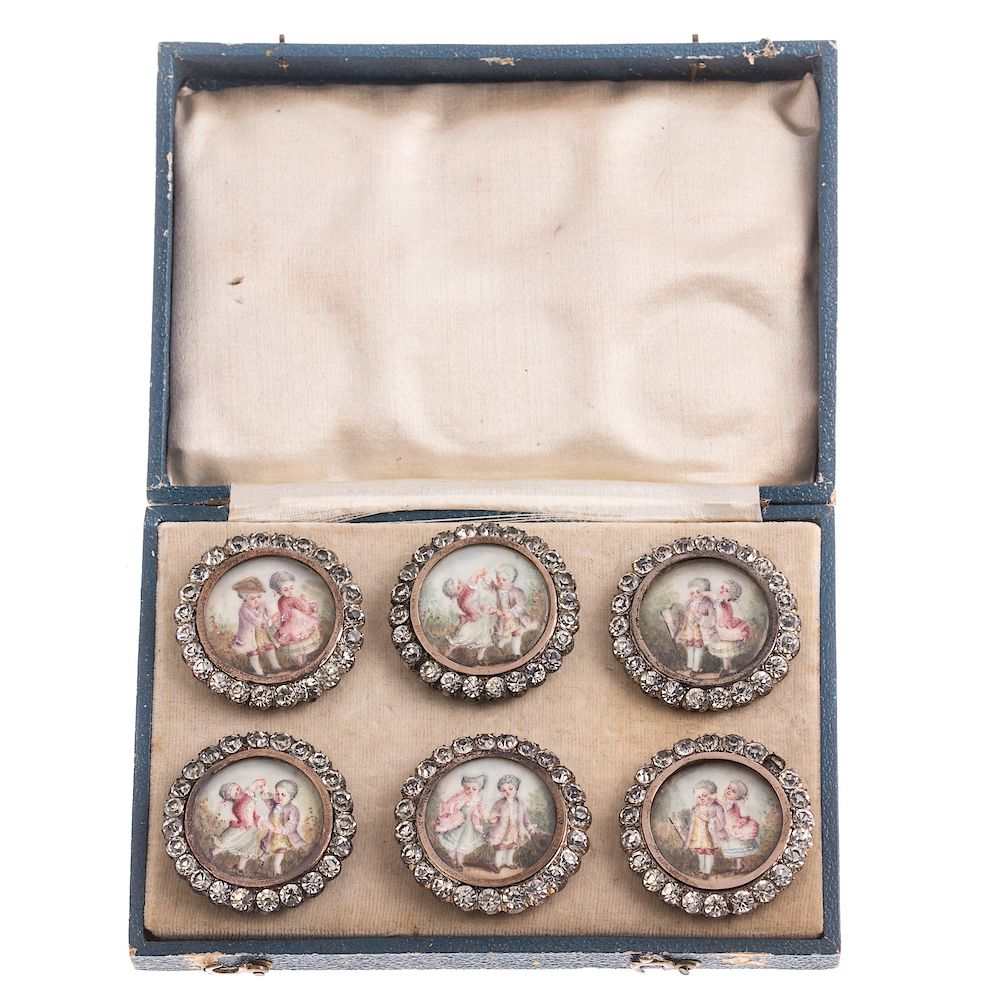 Appraisal: A Vintage Set of Hand Painted Buttons set of individual