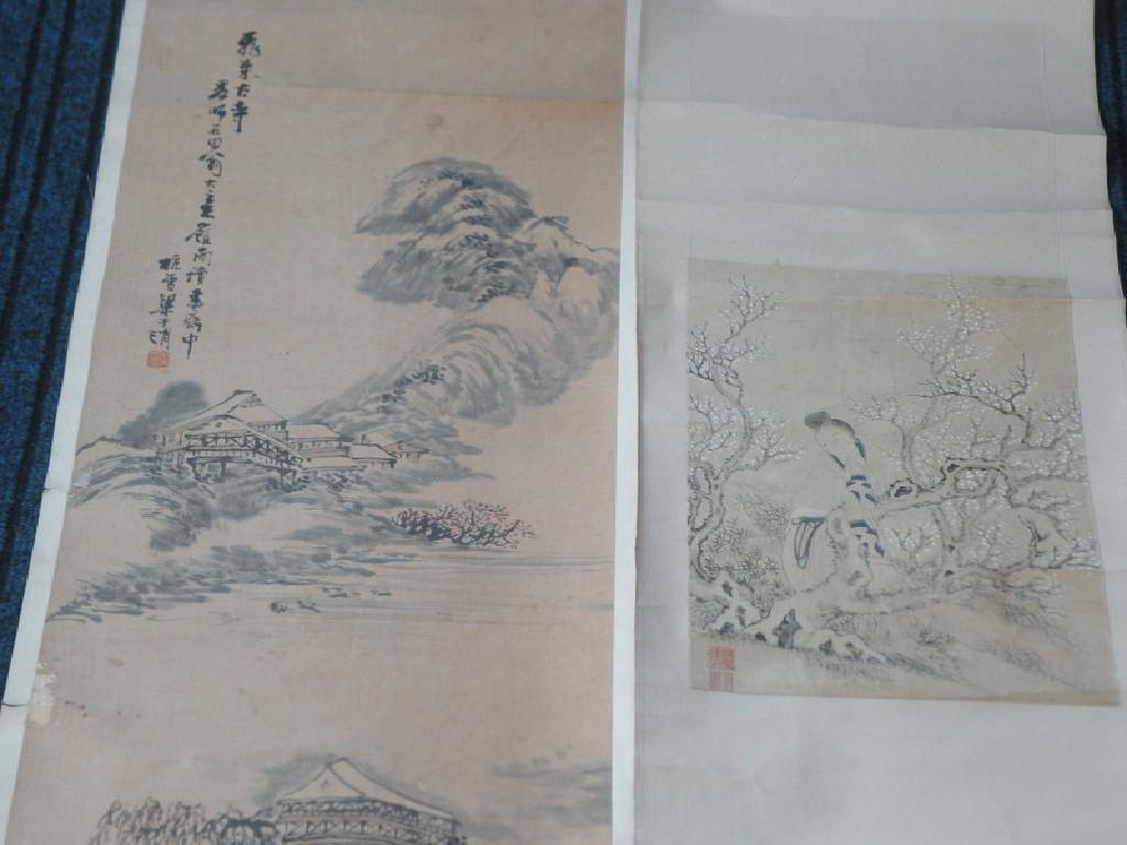 Appraisal: Two early thC Chinese scroll paintings