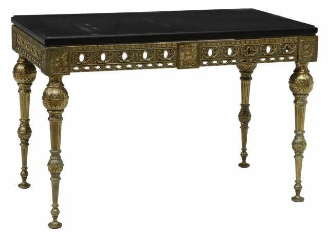 Appraisal: Italian marble-top side table mid th c gilt metal frame