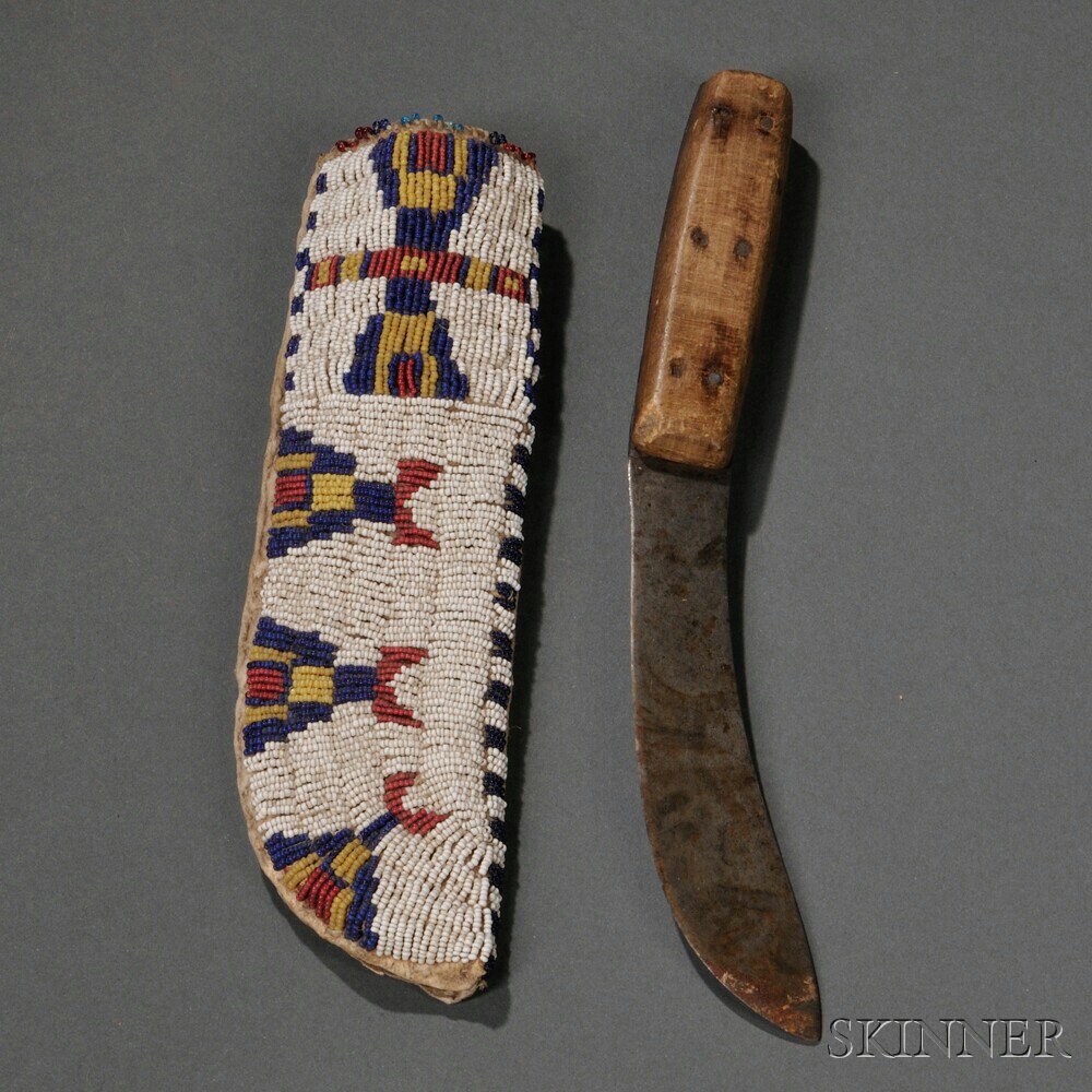 Appraisal: Central Plains Beaded Hide Knife Sheath c last quarter th