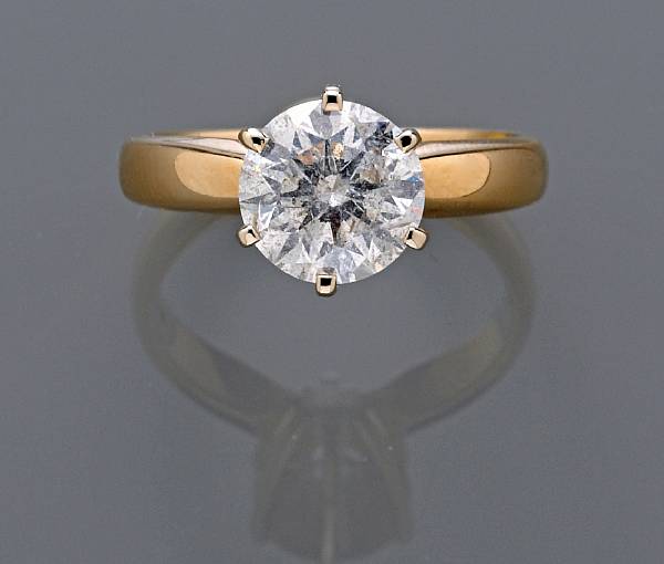 Appraisal: A diamond single-stone ring round brilliant-cut diamond weighing carats mounted