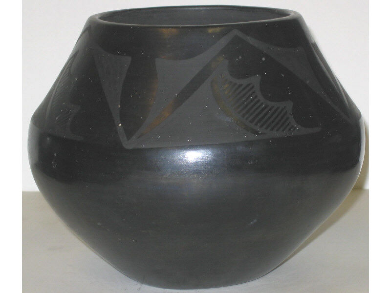 Appraisal: MARIA MARTINEZ - San Ildefonso Blackware bowl having abstract geometric