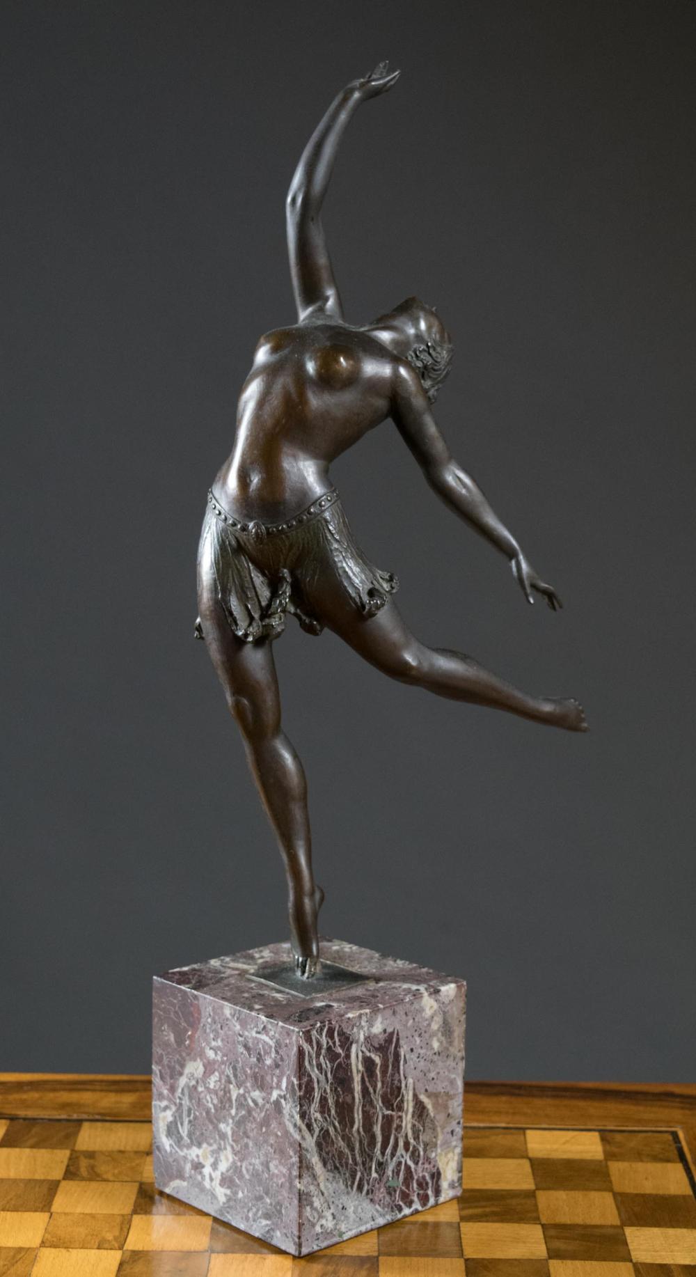 Appraisal: GIUSEPPE BENEDUCE Italy b bronze sculpture Dancer on a marble