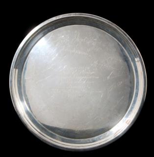 Appraisal: A sterling Towle presentation plate of circular form and stepped