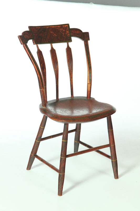 Appraisal: DECORATED ARROW-BACK WINDSOR CHAIR American nd quarter- th century Worn