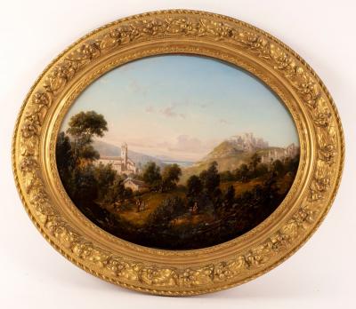 Appraisal: Mid th Century North Italian School Hilly Landscape town and