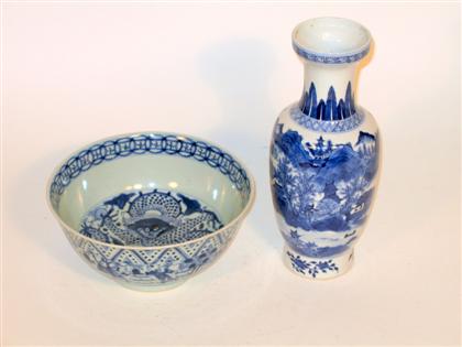 Appraisal: Chinese blue and white vase and bowl four kangxi mark