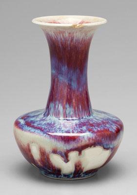 Appraisal: Chinese flamb vase urn body with trumpet neck strawberry glaze