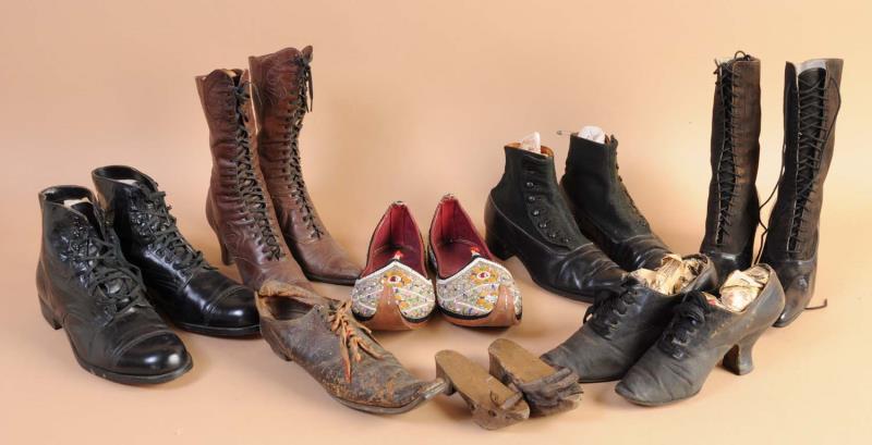 Appraisal: Lot of Shoes Includes one child's wooden shoe two pairs