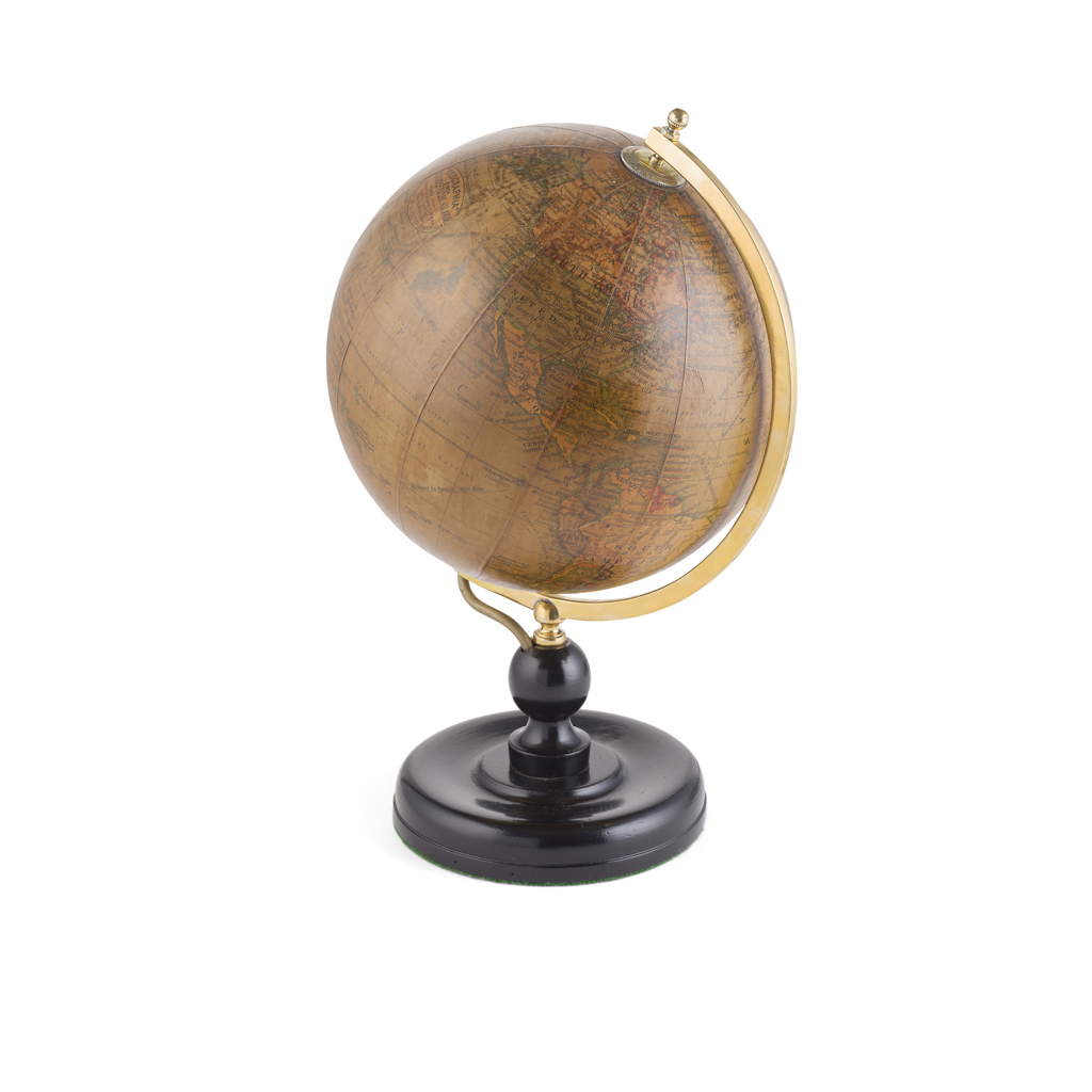 Appraisal: EDWARDIAN TERRESTRIAL GLOBE DESK LAMP EARLY TH CENTURY the glass