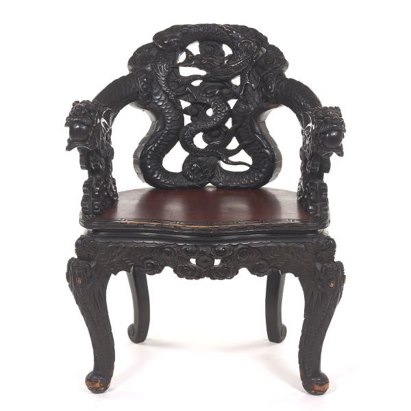 Appraisal: JAPANESE HARDWOOD DRAGON CHAIR x x A Japanese hardwood Dragon