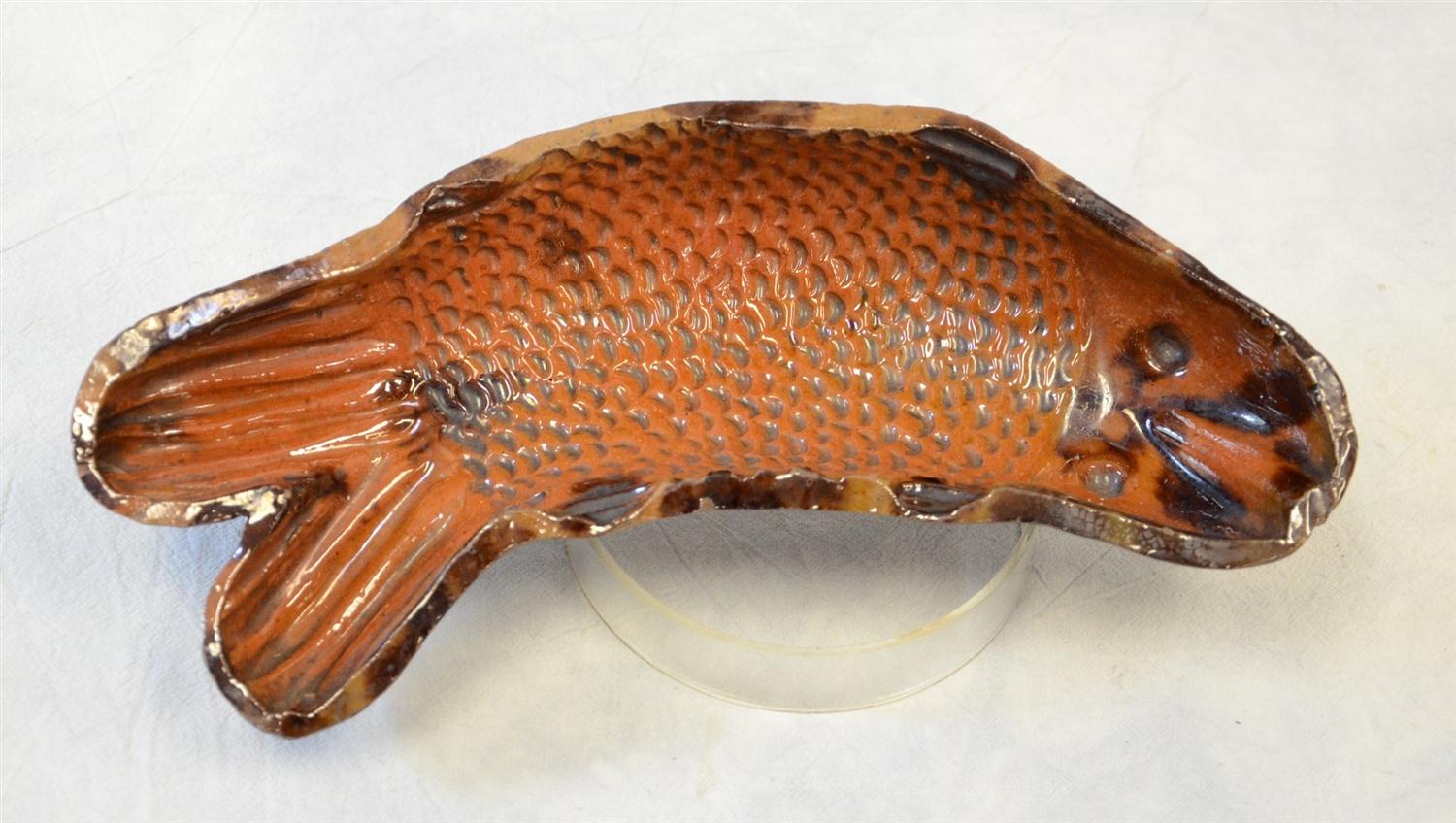 Appraisal: Redware single fish mold c - x - x -