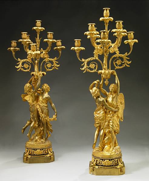 Appraisal: A pair of Napoleon III gilt bronze eight light candelabra