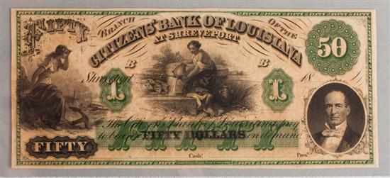 Appraisal: Citizens' Bank of Louisiana Shreveport unissued note circa s Very