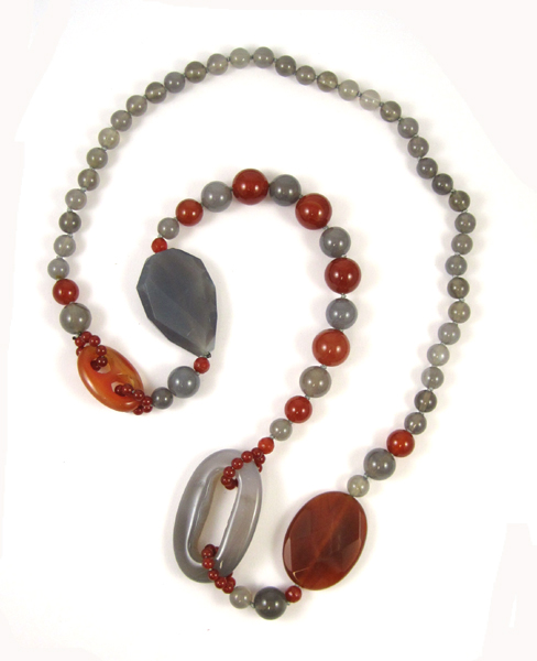 Appraisal: MULTI COLOR AGATE BEAD NECKLACE measuring inches in length and