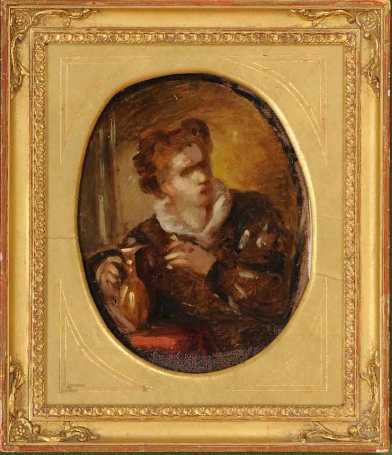 Appraisal: EUROPEAN SCHOOL STUDY OF WOMAN WITH WINE JUG Oil on