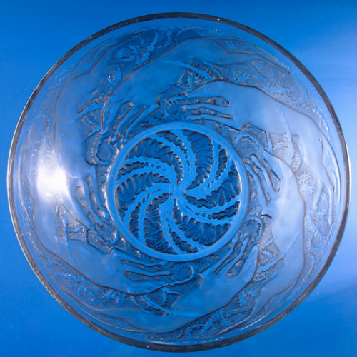 Appraisal: R LALIQUE Bowl Chiens No clear and frosted with gray