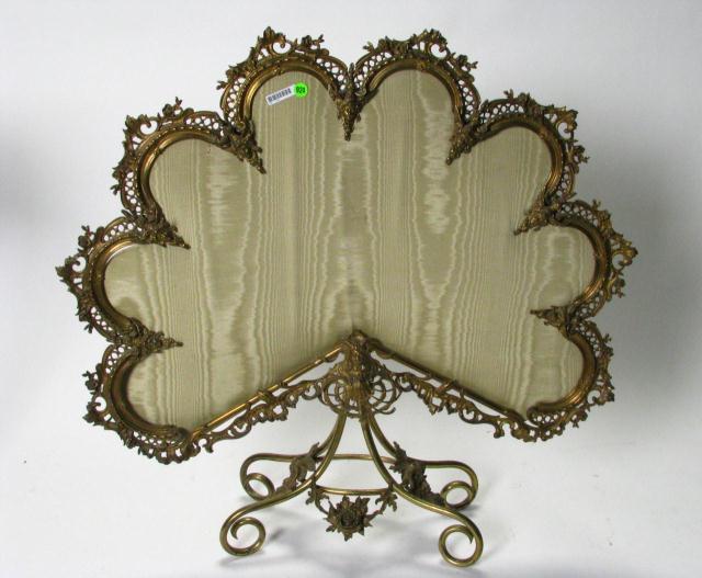 Appraisal: Cast brass French fire screen '' tall x '' wide