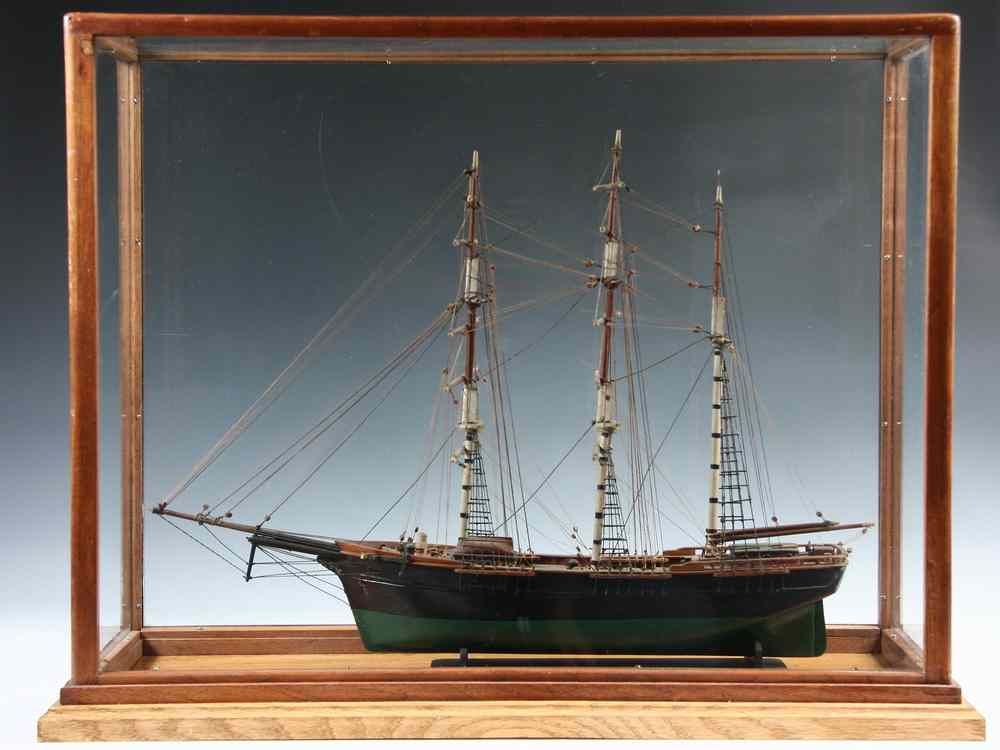 Appraisal: CASED SHIP MODEL - Model of Unidentified Three-Mast Ship with