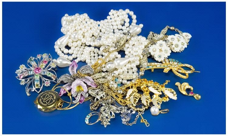 Appraisal: Misc Lot Of Costume Jewellery Comprising Brooches Chains Necklaces etc