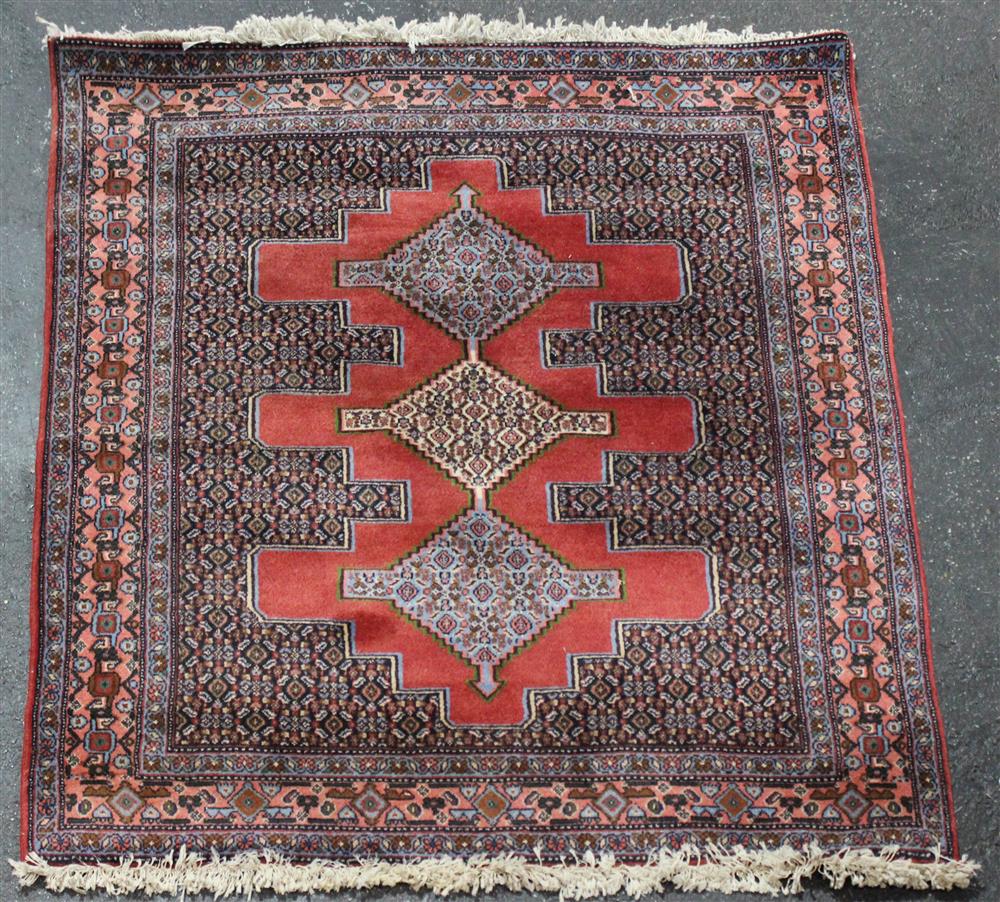 Appraisal: TRIPLE DIAMOND DESIGN ORIENTAL WOOL RUG central design on a