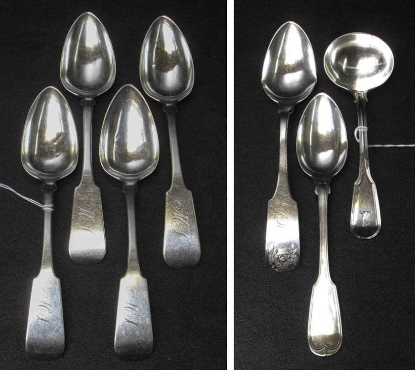 Appraisal: SEVEN COIN SILVER FLATWARE PIECES assorted makers and patterns including