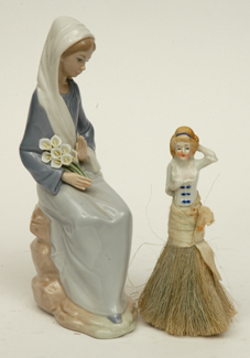 Appraisal: A LLADRO FIGURE OF A GIRL AND A FIGURAL BRUSH