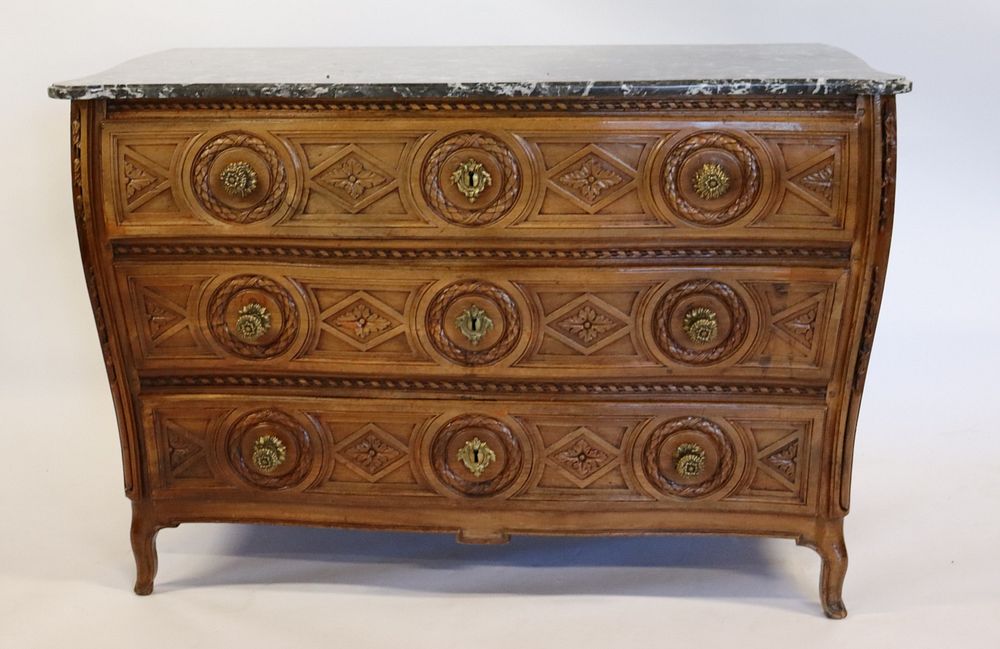 Appraisal: th Century Finely Carved And Marbletop Commode Probably refinished and