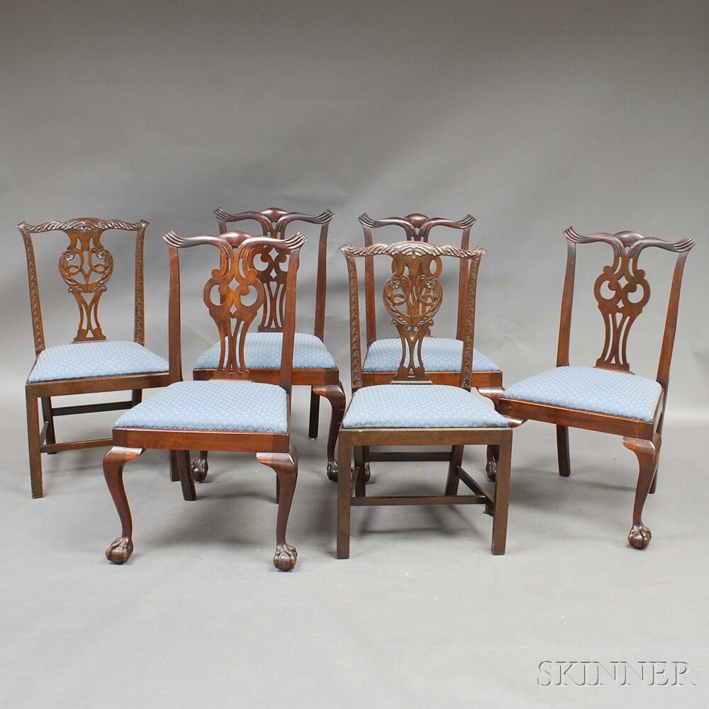 Appraisal: Six Chippendale-style Mahogany Side Chairs a set of four with