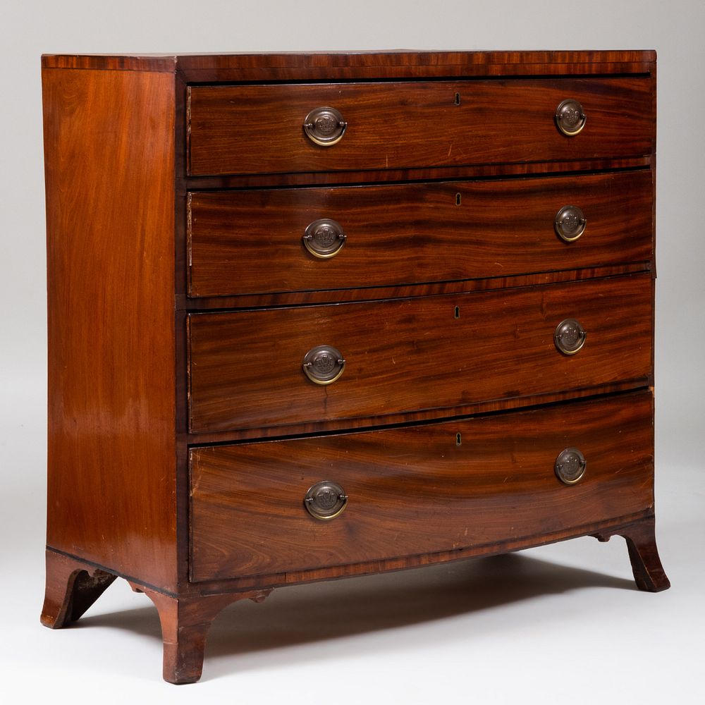 Appraisal: George III Mahogany Bow-Fronted Chest of Drawers x x in