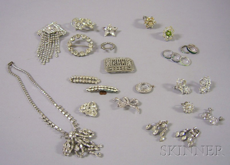 Appraisal: Group of Paste and Rhinestone Costume Jewelry including brooches necklaces