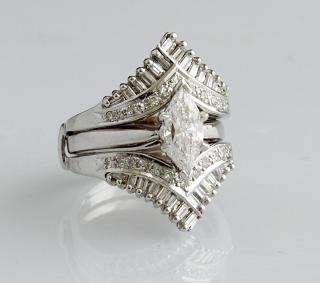 Appraisal: Lady's K White Gold Dinner Ring with a central carat