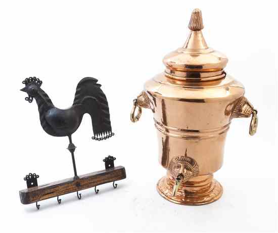 Appraisal: A Collection of Copper Articles comprising a lidded dispenser with