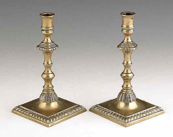 Appraisal: Pair of George III paktong tapersticks ca h