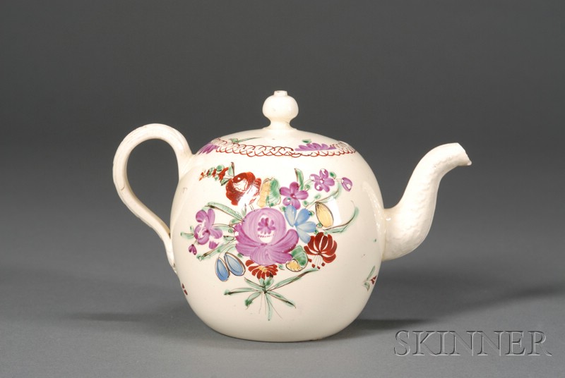 Appraisal: Staffordshire Lead Glazed Creamware Teapot and Cover England c globular